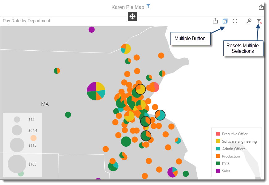 KPI's and Dashboards: Creating Pie Map Dashboard item in IntelliFront BI.