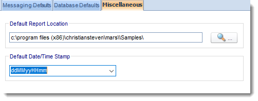 MS Access: User Default section in Options in MARS.