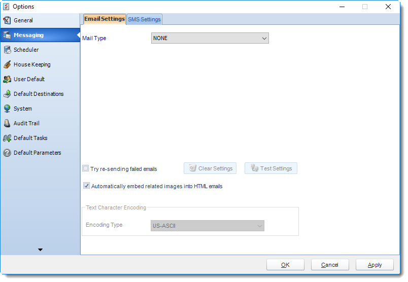 MS Access: Messaging section in Option in MARS.