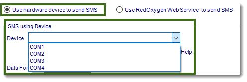 MS Access: SMS Settings section in Options in MARS.