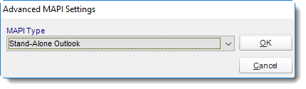 MS Access: Advanced MAPI Settings in Options in MARS.