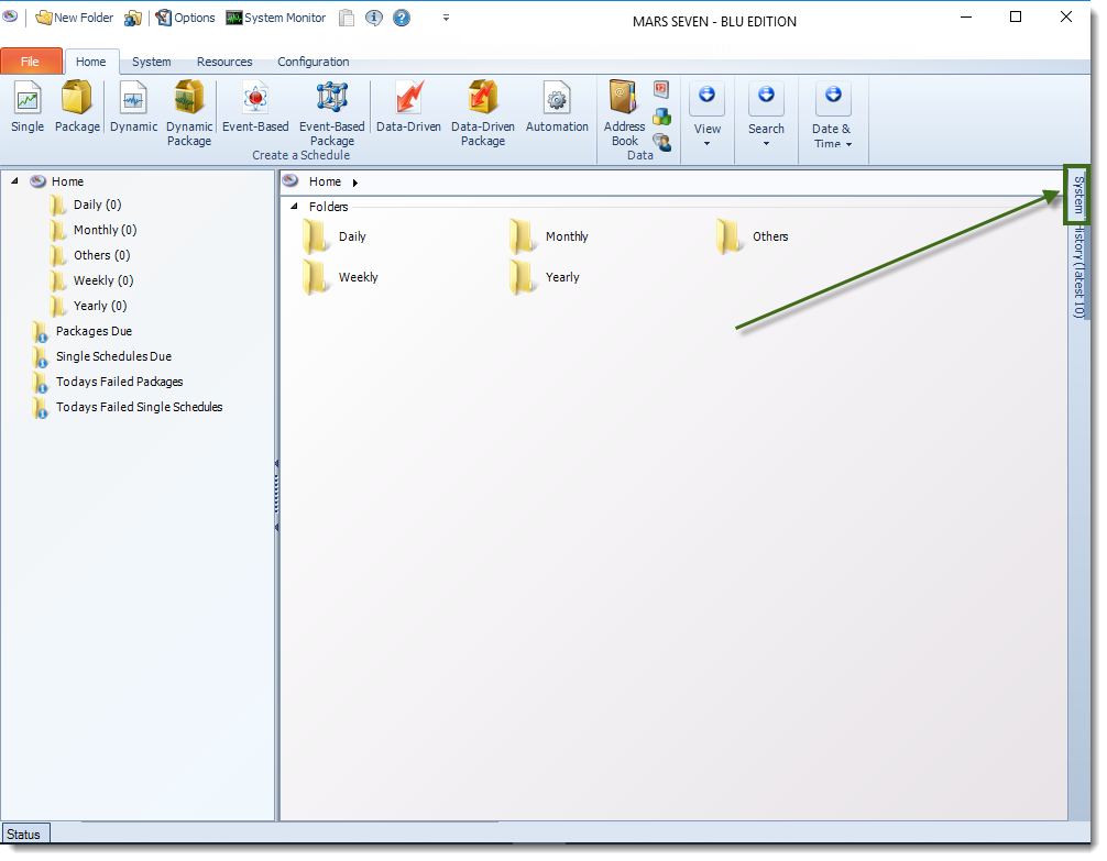MS Access: MARS Home Menu.