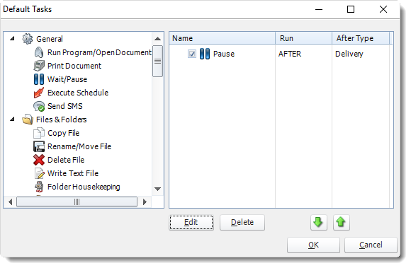 MS Access: Default Tasks in MARS.