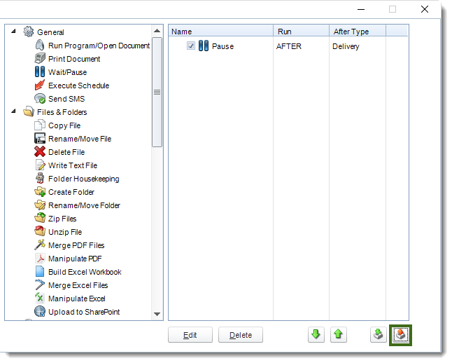 MS Access: Default Tasks section in Options in MARS.