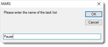 MS Access: Task list pop-up in MARS.
