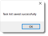 MS Access: Task list saves successfully pop-up in MARS.