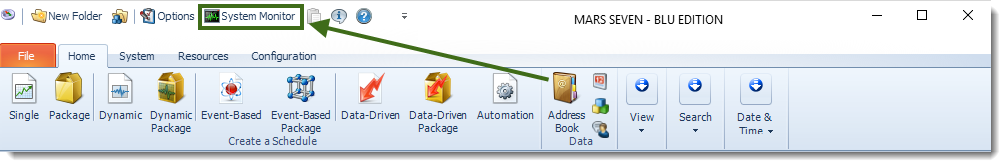 MS Access: MARS Home Menu.