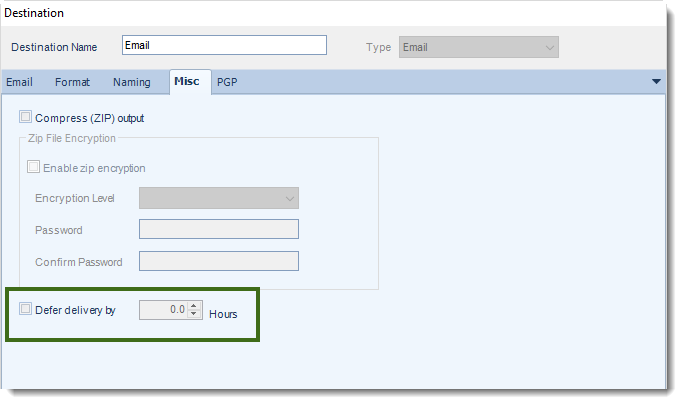 MS Access: Misc section in Email Destination in MARS.