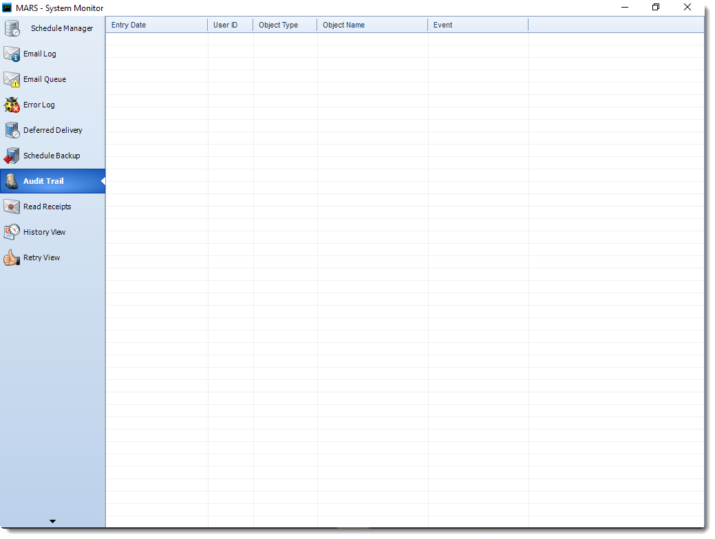 MS Access: Ready Receipts in System Monitor in MARS.