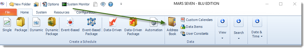 MS Access: MARS Home Menu.