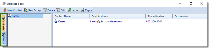 MS Access: Address Book in MARS.
