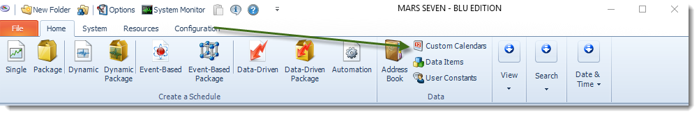 MS Access: MARS Home Menu.