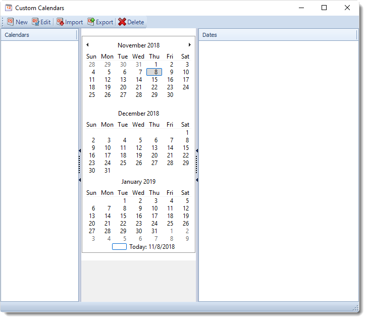 MS Access: Custom Calendars in MARS.