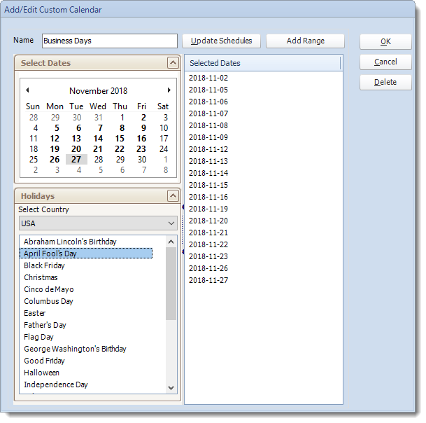 MS Access: Custom Calendars in MARS.