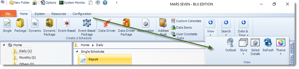 MS Access: MARS Home Menu.