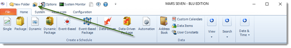 MS Access: MARS Home Menu.
