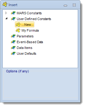 MS Access: Insert Constants Menu in MARS.
