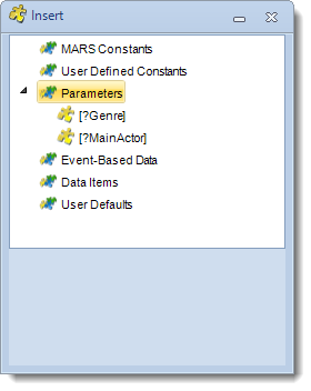 MS Access: Insert Constants Menu in MARS.