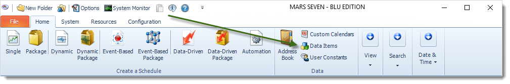 MS Access: MARS Home Menu.