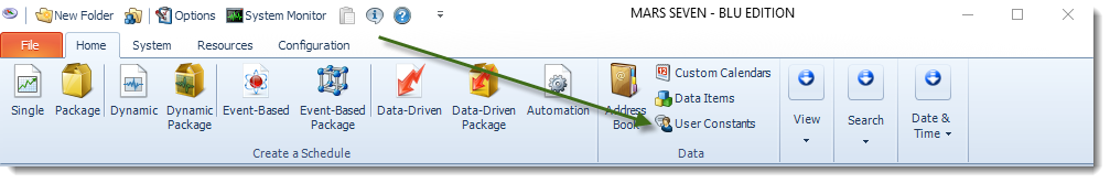 MS Access: MARS Home Menu.