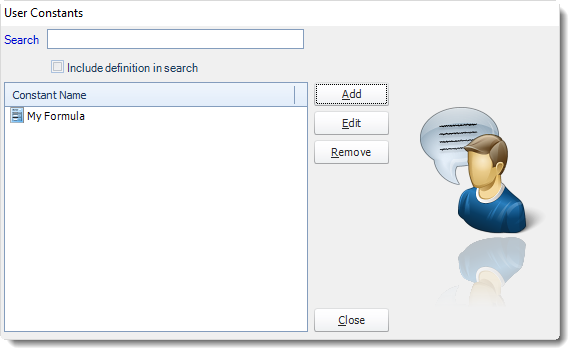 MS Access: User Constants in MARS.
