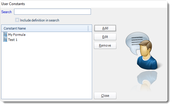 MS Access: User Constants in MARS.