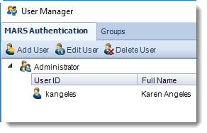 MS Access: User Manager in MARS.