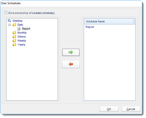 MS Access: User Schedule in User Manager in MARS.