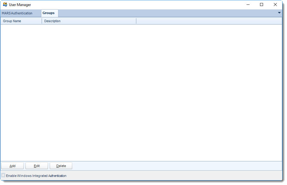 MS Access: User Manager in MARS.