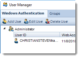 MS Access: User Manager in MARS.