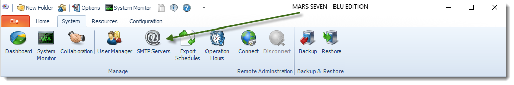 MS Access: MARS System Menu.