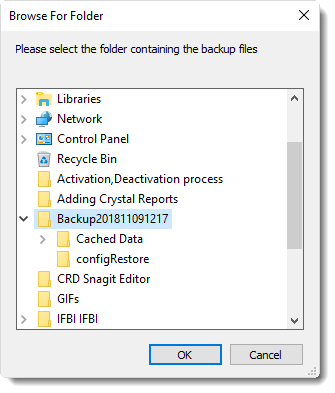 MS Access: Browser for Restore folder in MARS.