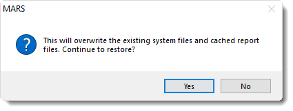 MS Access: Continue to restore pop-up in MARS.