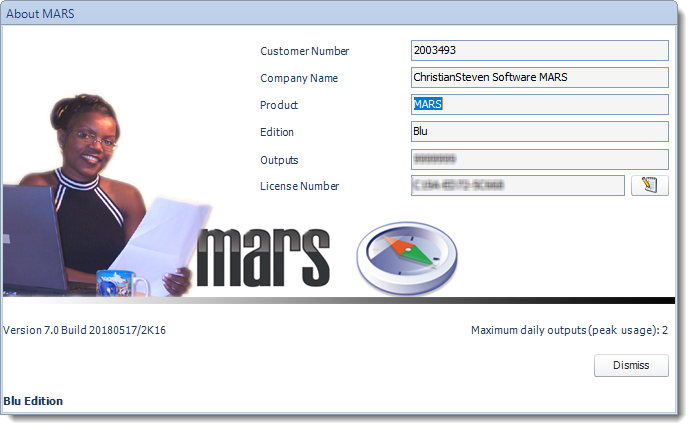 MS Access: About MARS Screen in MARS.
