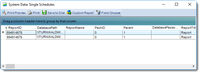 MS Access: System Data in MARS.