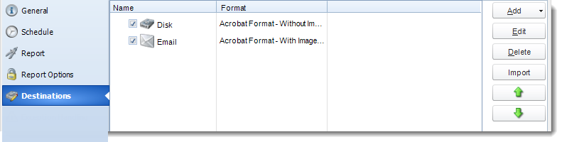 MS Access. Destination Wizard in any report schedule in MARS.