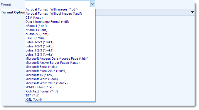 MS Access: Output Format in MARS.