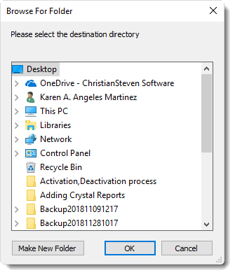 MS Access: Disk Destination in MARS.