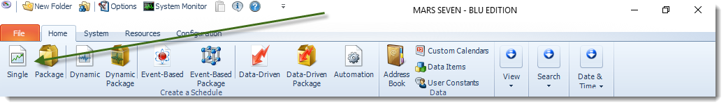 MS Access: MARS Home Menu.