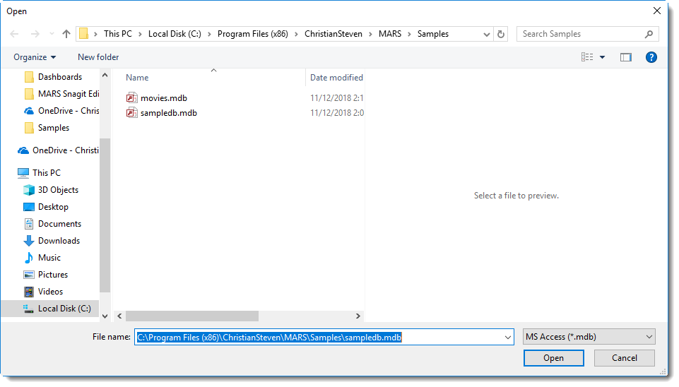 MS Access: General Wizard in Dynamic Schedule in MARS.