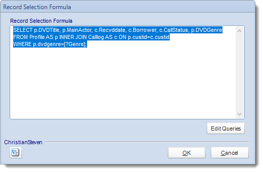 MS Access: Package Report Properties in MARS.
