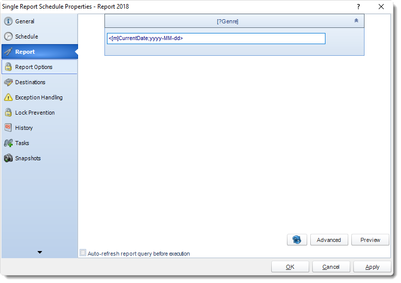 MS Access: Single Report Schedule Properties in MARS.