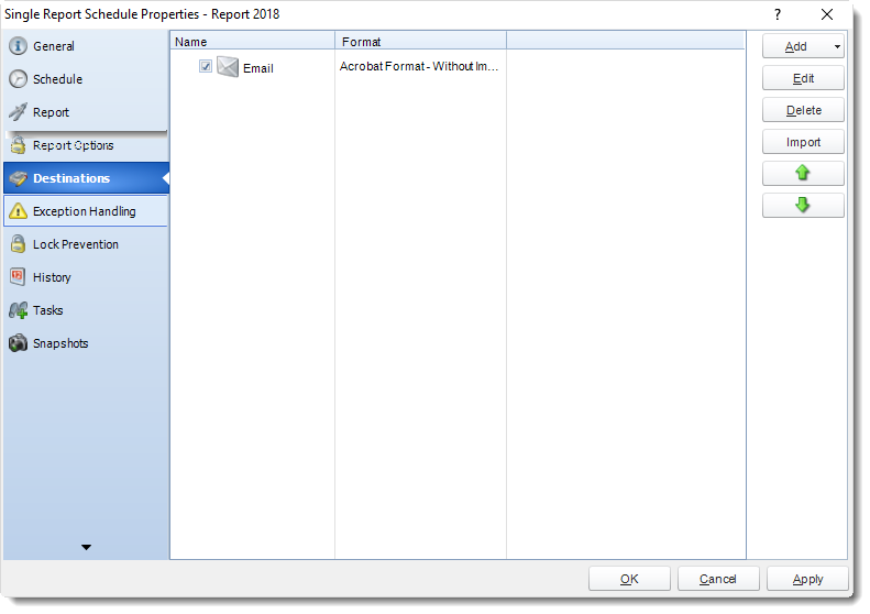 MS Access: Single Report Schedule Properties in MARS.