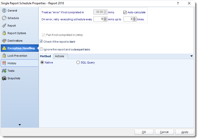 MS Access: Single Report Schedule Properties in MARS.