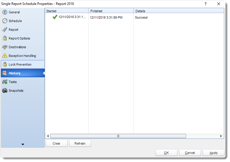 MS Access: Single Report Schedule Properties in MARS.