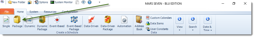 MS Access: MARS Home Menu.