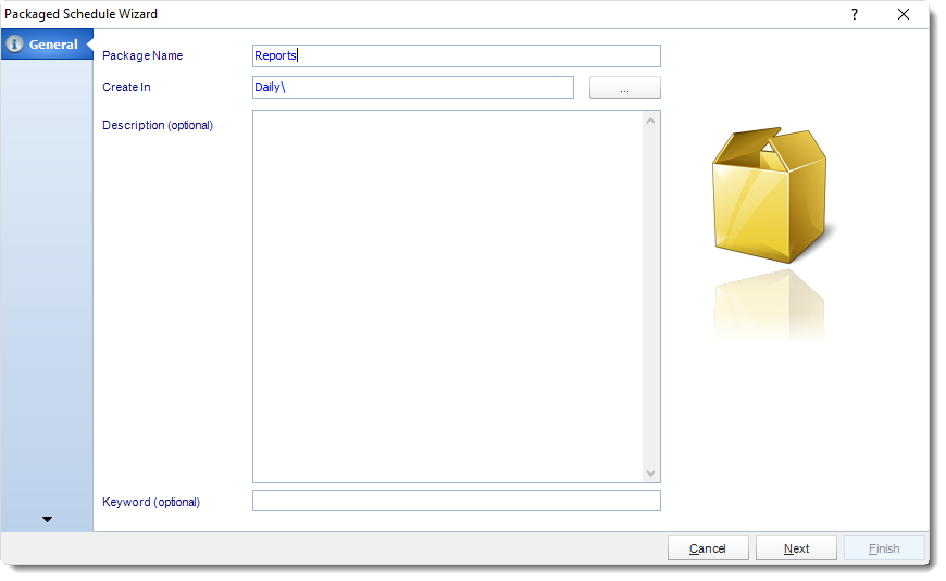 MS Access: General Wizard in Package Schedule in MARS.