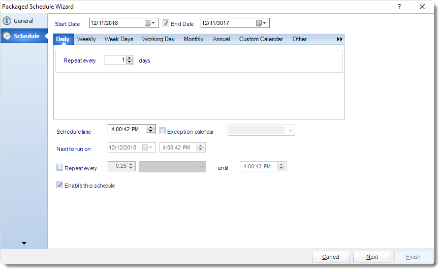 MS Access: Schedule Wizard in Package Schedule in MARS.