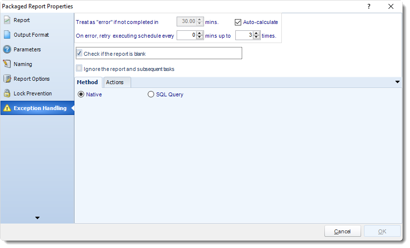 MS Access: Package Report Properties in MARS.