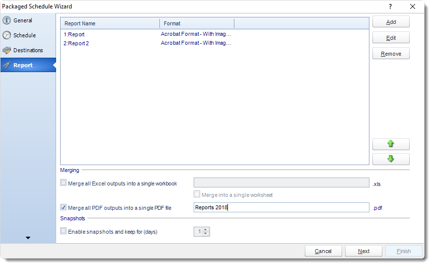 MS Access: Report Wizard in Package Schedule in MARS